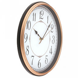 Часы настенные Гран-маркиз д31-33см, h5,4см, мягкий ход, циферблат белый; цифры арабские, черный; корпус пластик, черный; полоски медного цвета, в коробке (Китай) - Домашняя мода фото 2