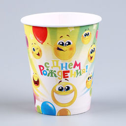 Набор бумажной посуды Смайлы: 6 тарелок, 1 гирлянда, 6 стаканов, 6 колпаков - Страна карнавалия фото 6