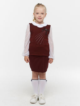 Жилет для девочек 213-7066. 1096 бордо