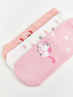 Bask?l? K?z Bebek Soket ?orap 3l?