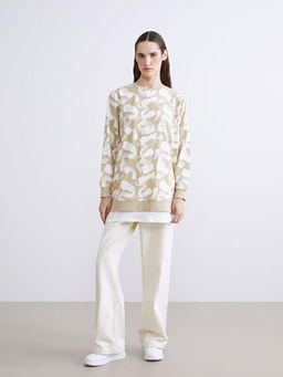 Desenli Oversize Kad?n Sweatshirt Tunik