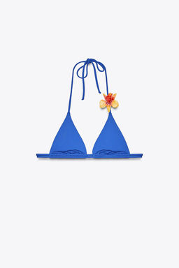 TRIANGLE BIKINI TOP WITH FLOWER - Zara фото 5