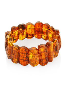 Стильный яркий браслет из натурального цельного янтаря Помпеи