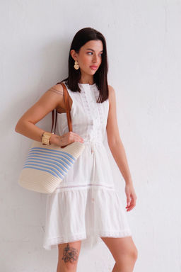 Martichelli Платье белое хлопковое с шитьём  фото 4