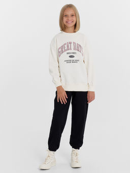 Комплект для девочек (джемпер, брюки) в молочном и черном цвете с печатью - Mark formelle фото 2