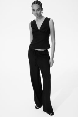 Pantal?n en mezcla de lino con cord?n de ajuste - H&m фото 3