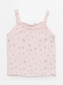 Kare Yaka ?i?ekli K?z ?ocuk Bluz