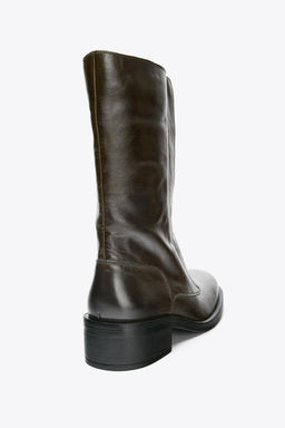 LEATHER LACE-UP ANKLE BOOTS - Zara фото 6