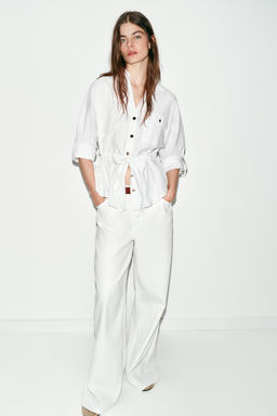 CAMISA SAFARI POPEL?N / Blanco