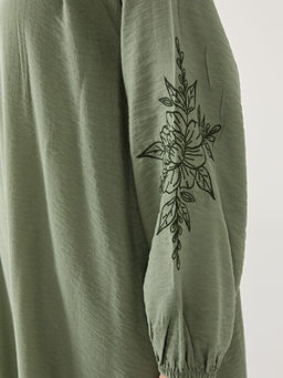 Bisiklet Yaka ?i?ek Nak??l? Kad?n Elbise