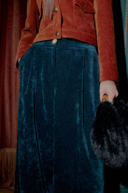 VELVET WIDE-LEG TROUSERS