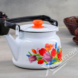 Чайник 2,3л эмаль Тюльпан Май С2714.3*119 белый с пл. кнопкой