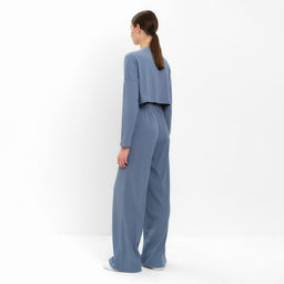 Костюм женский (лонгслив, брюки) MINAKU: Casual Collection, серо-голубой, размер 44