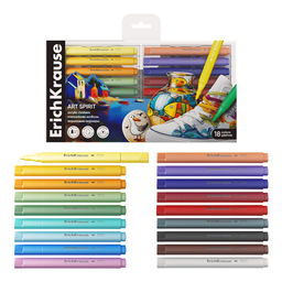 АКЦИЯ Цена за 12 шт. Цветные маркеры акриловые ErichKrause Art Spirit c пулевидным наконечником 18 цветов (в ПЭТ-боксе с европодвесом 18 шт)