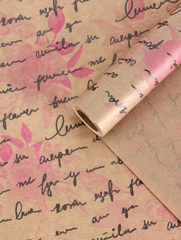 Бумага упаковочная крафт Розы письмо, розовый/графит, 0.72?105% м, 40 г