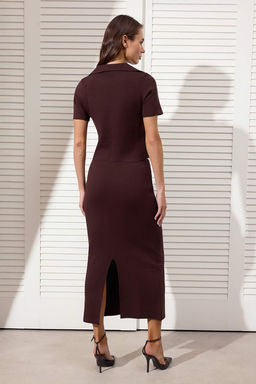 Kahverengi Dugme Detayl? Ceket Triko Alt - Ust Tak?m TWOSS26AU00020 - Trendyolmilla фото 4