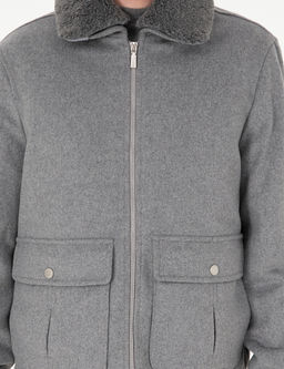 Gri Y_n Kar___ml_ Regular Fit Ka_e Mont