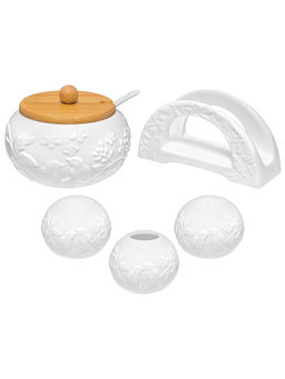 Набор 5 пр. 20,5*19,5*9,5 см "Птички на ветке"- Сахарн+Вазочка п/зуб.+набор д/спец. 2 пр, салфетниц