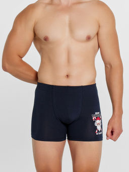 Цена за 2 штуки! Трусы мужские боксеры синие с печатью неви +печать 411143