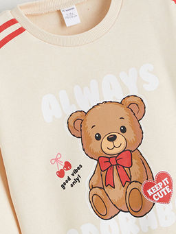 Bisiklet Yaka K?z ?ocuk Kal?n Sweatshirt 2li