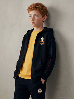 Kap??onlu Galatasaray Bask?l? Erkek ?ocuk Fermuarl? Sweatshirt