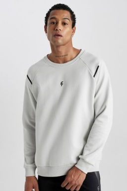 DeFactoFit Standart Fit Bisiklet Yaka Skuba Dalg?c Kumas Sweatshirt