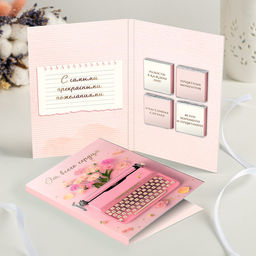 Открытка 4 шоколадки "От всего сердца (печатная машинка)"