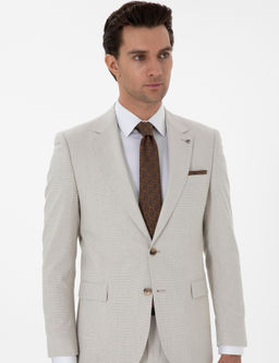 Bej Slim Fit Tak_m Elbise - Cacharel фото 3