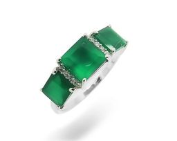Кольцо из серебра зеленый агат, Сара