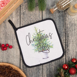 Цена за 2 шт. Прихватка Christmas trees 19×19 см, саржа, 100% хлопок, ватин 250 г/м²