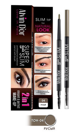 Alvin Dor P-8 Карандаш д/бровей механический с щеточкой Super Slim (тон 04 Blonde)