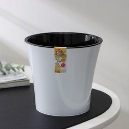 Кашпо для цветов со вставкой Santino «Арте», 1.2 л, пластик, бело-чёрное