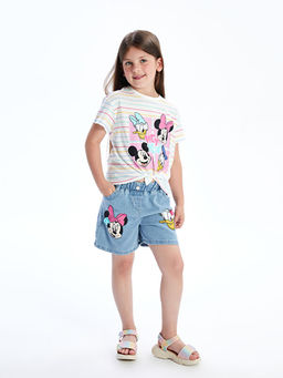 Beli Lastikli Minnie Mouse Bask?l? K?z Bebek Jean ?ort