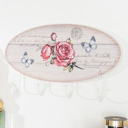 Крючки декоративные дерево "Веточка роз с бабочками" 5,5х39,5х22 см