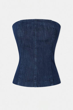 Koyu Mavi Raw Straplez Denim Bluz TWOSS26BZ00847 - Trendyolmilla фото 5