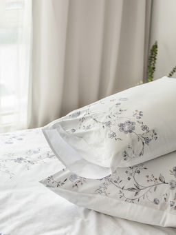 Комплект постельного белья Семейный белый/синий твил - Denastia фото 7