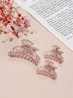 Цена за 6 шт. Крабики для волос «Флориана», набор 3 шт., мешочек, 6.5 и 4 см, розовые