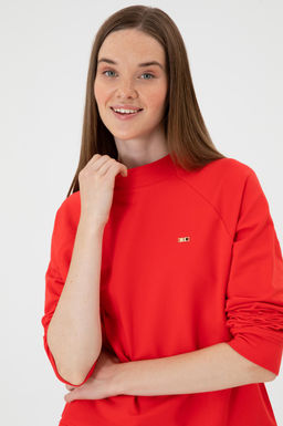 Kad_n K_rm_z_ Regular Bisiklet Yaka Basic Sweatsh_rt