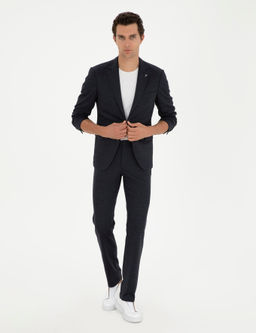 Koyu Lacivert Slim Fit Y_n Kar___ml_ Pantolon