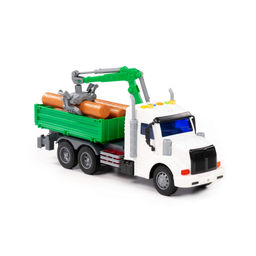 Профи, автомобиль бортовой с манипулятором инерционный (со светом и звуком) (зелёный) (в коробке) - Полесье фото 7