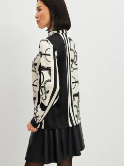 Блузка из атласной ткани OD-887-1 черно-белая - Tantino фото 22