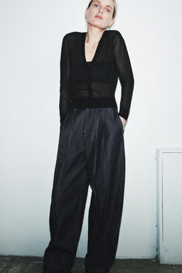 CHAQUETA PUNTO SEMITRANSPARENTE / Negro