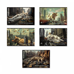 Цена за 5 шт. Альбом для рисования на скобе ErichKrause Big City Cats, А4, 40 листов_MIX-PACK