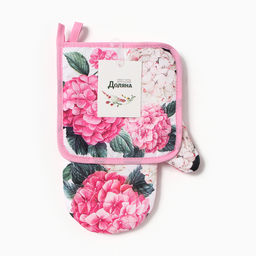 Набор кухонный Гортензия варежка-прихватка 20?27 см, прихватка 17?17 см 100% п/э