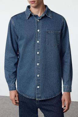 TRENDYOL MAN Antrasit %100 Pamuk Regular Fit Denim Kot Gomlek Ceket TMNAW25CE00001 - Trendyolmilla фото 4
