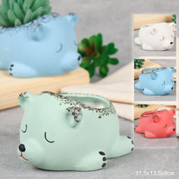 Кашпо 11,5х13,5х8 см Спящий мишка / WN37 /уп 48/ цветное