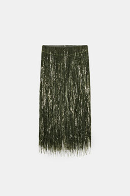 ZW COLLECTION LIMITED EDITION SEQUIN FRINGE SKIRT - Zara фото 6