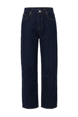 Wardrobe Essentials Koyu Mavi %100 Pamuk Y_ksek Bel Straight Boru Pa_a Jeans TWOAW27JE00093