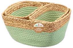 Набор 3 плетеных корзин 1 корзинка 30*25*14 см, 2 корзинки 22*14*12 см, зеленый - Elan gallery фото 7