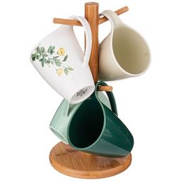 НАБОР КРУЖЕК BRONCO MEADOW 4 ШТ. 380 МЛ НА ДЕРЕВ. ПОДСТАВКЕ